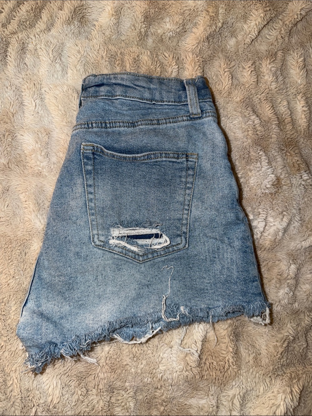 Distressed Light Blue Denim Mini Skirt